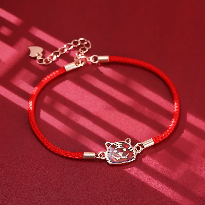 Original Chinese Ancient Style Red String Agate Bracelet,Handmade Chinese  Zodiac Charm Bracelet Dog FP5001206