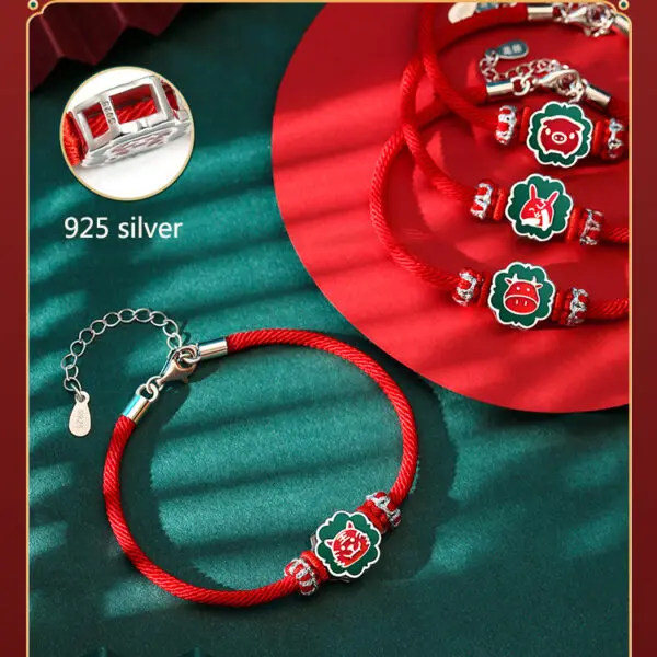 Chinese Zodiac Lucky Charm Red String Bracelet